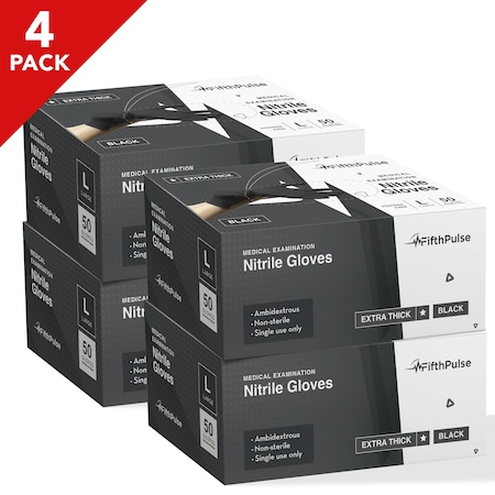 Fifthpulse Disposable Gloves, 4.5 ml Palm, Nitrile, Powder-Free, L, 200 PK FP-FMN100431-4A